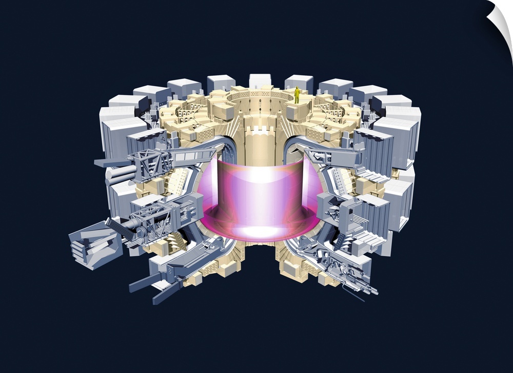 ITER fusion research reactor, computer artwork. ITER, the International Thermonuclear Experimental Reactor, is being desig...