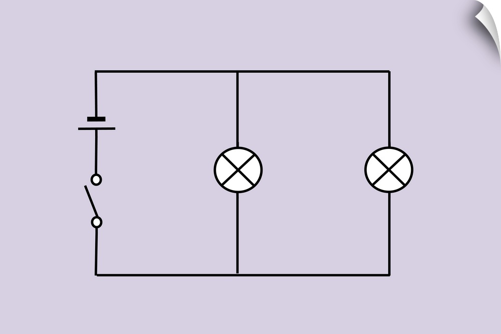 Lamps connected in parallel. Circuit diagram showing two lamps connected in parallel. The components are represented by st...
