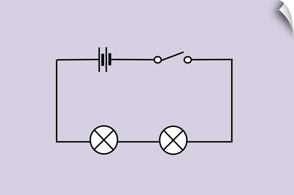 Lamps connected in series. Circuit diagram showing two lamps connected in series. The components are represented by standa...