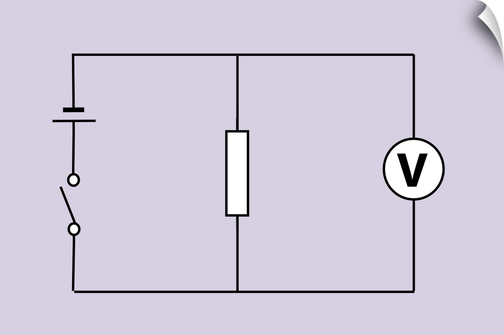 Measuring electric voltage. Circuit diagram showing the arrangement of equipment used to measure the voltage (potential di...