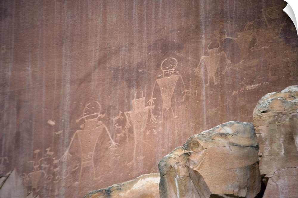 Native American Petroglyphs. These rock carvings were made by the Fremont Indians. Photographed in Capitol Reef National P...