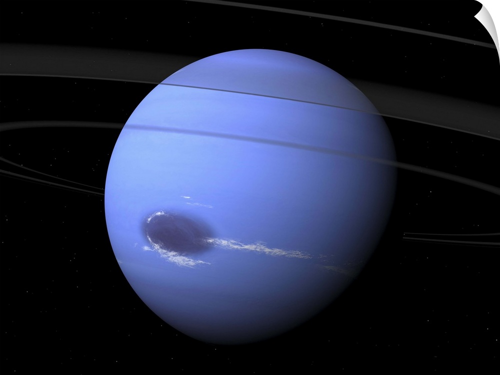Neptune. Artwork of Neptune, the outermost planet in the solar system. Neptune is a gas giant, composed mostly of hydrogen...