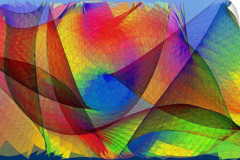 Optical pattern. Computer model of patterns formed by bending a coloured transparent sheet. The flat structure is distorte...