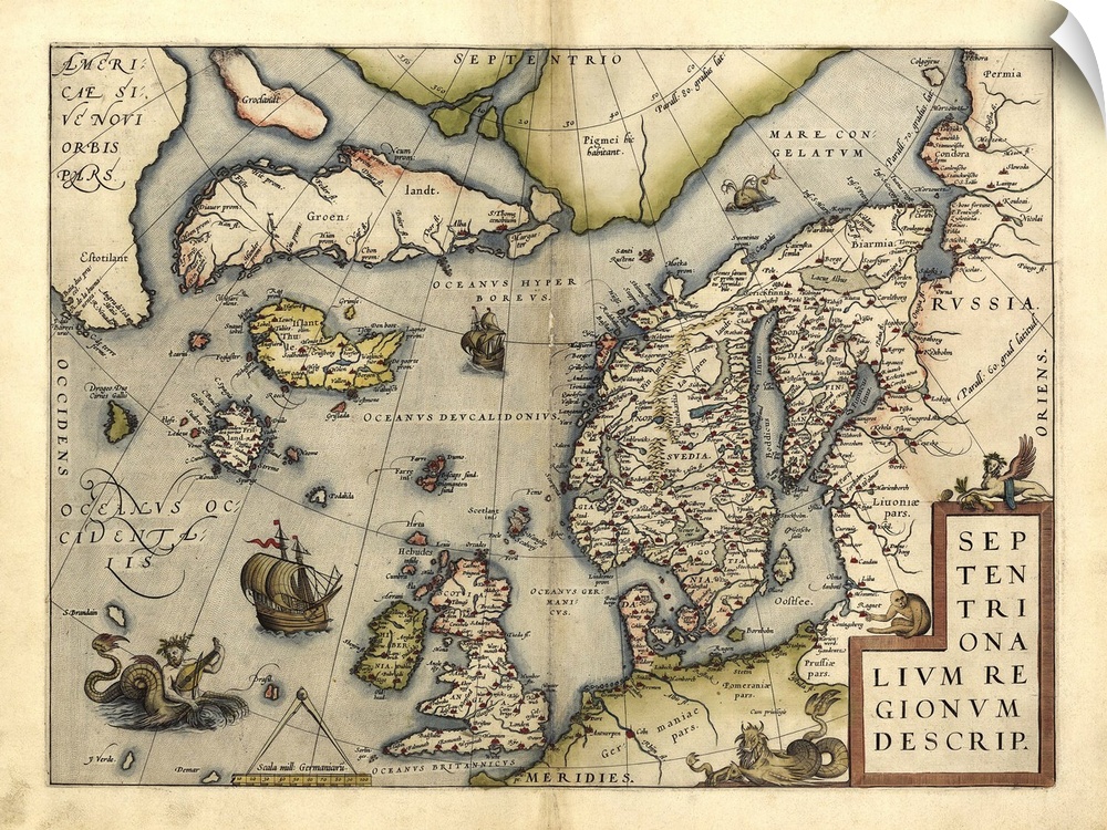 Ortelius's map of Northern Europe. This map is from the 1570 first edition of Theatrum orbis terrarum ('Theatre of the Wor...