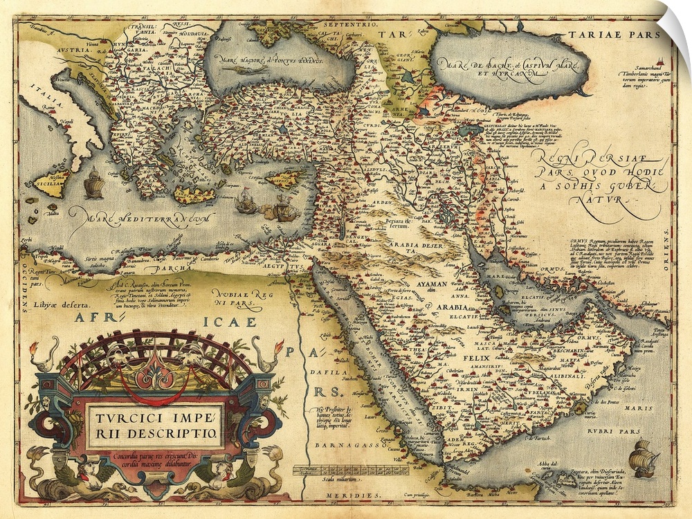 Ortelius's map of the Ottoman Empire. This map is from the 1570 first edition of Theatrum orbis terrarum ('Theatre of the ...