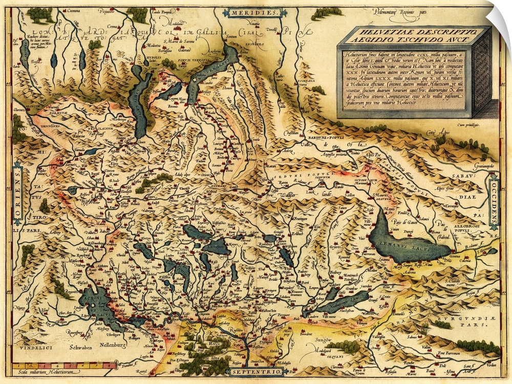 Ortelius's map of Switzerland. This map is from the 1570 first edition of Theatrum orbis terrarum ('Theatre of the World')...