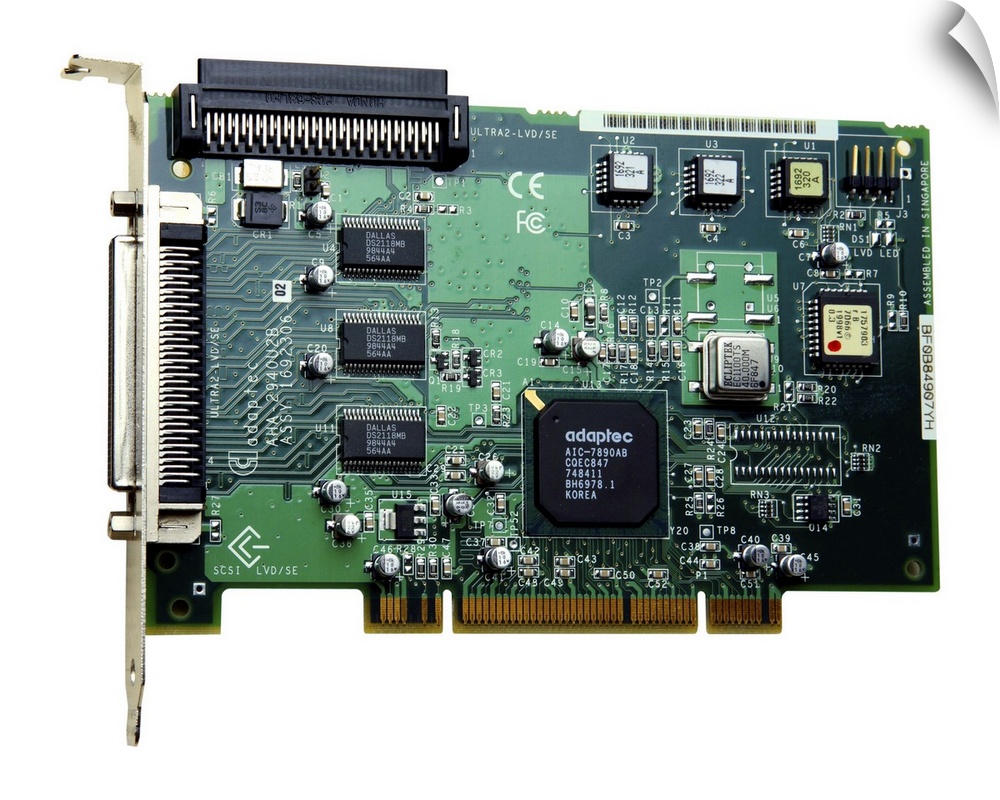 SCSI card. This is a small computer system interface (SCSI) card. It is used to connect several peripheral devices to a si...