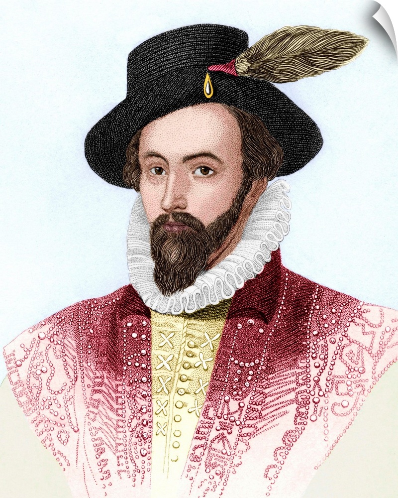 Sir Walter Raleigh (1552-1618), English explorer, courtier and author, whose treasure-seeking expeditions to the Americas ...
