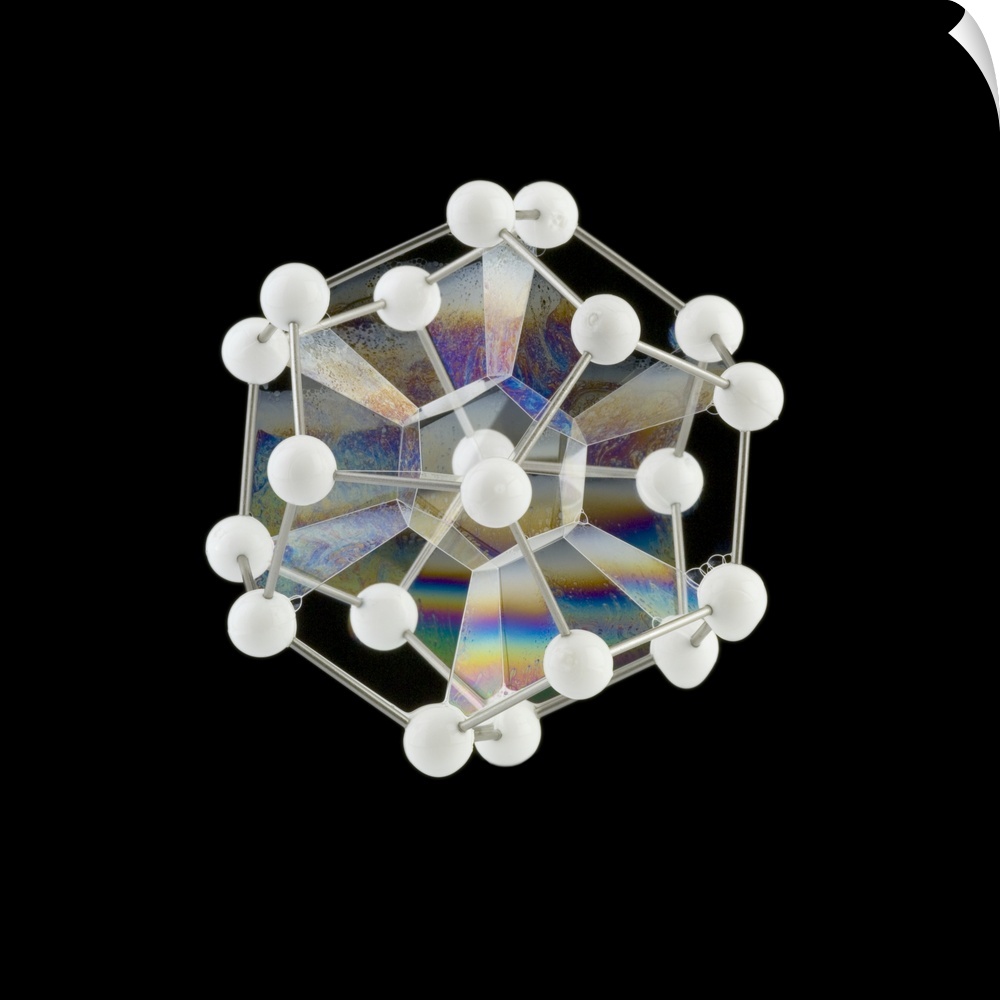 Soap bubbles on a dodecahedral frame. Bubble films always attempt to occupy the minimum surface area when stretched betwee...