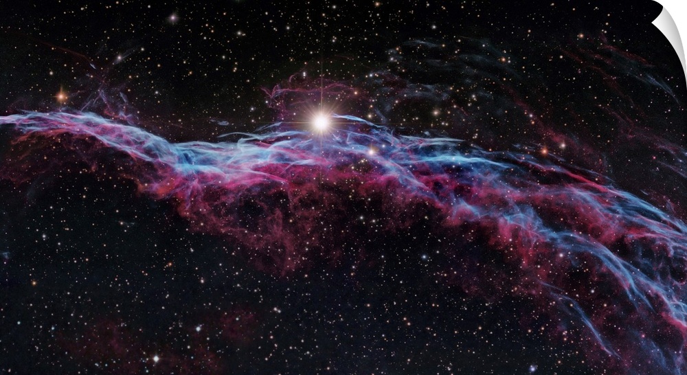 Veil Nebula (IC 1340), optical image. The Veil Nebula is a cloud of heated and ionized gas and dust in the constellation C...