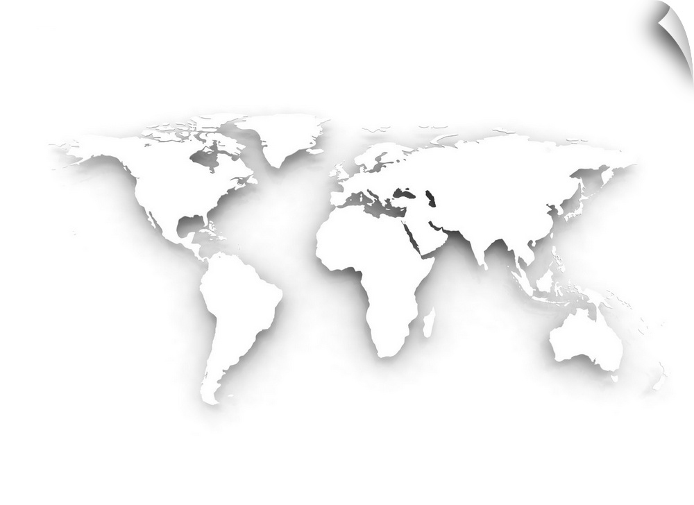 White world map, illustration.