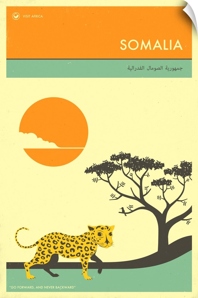 Minimalist retro style Visit Africa travel poster for Somalia.