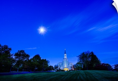 Boston Massachusetts Temple under the Moon, Belmont, Massachusetts