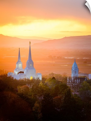 Brigham City Utah Temple and Tabernacle at Sunset, Utah