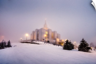 Calgary Alberta Temple, Foggy Morning, Calgary, Alberta