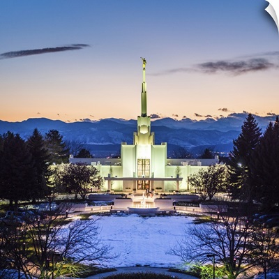 Denver Colorado Temple, Snowy Twilight, Centennial, Colorado