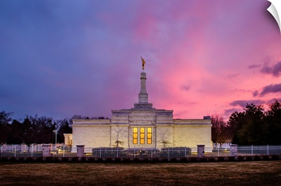 Detroit Michigan Temple, Pink Skies at Sunset, Bloomfield Hills, Michigan