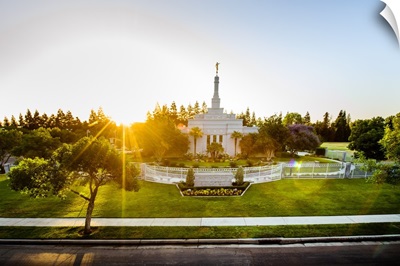 Fresno California Temple with Sun Flare, Fresno, California