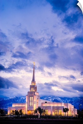 Gila Valley Arizona Temple with Dramatic Clouds, Central, Arizona