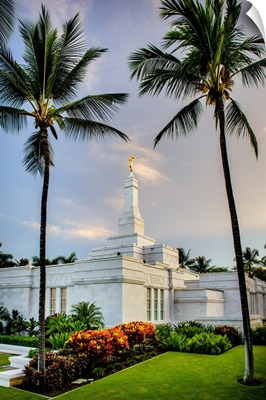 Kona Hawaii Temple, Palm Trees, Kailua, Hawaii