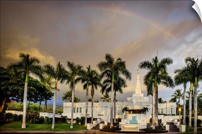Kona Hawaii Temple, Rainbow over the Palms, Kailua, Hawaii