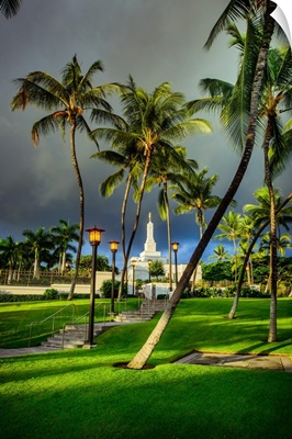 Kona Hawaii Temple, Through the Palms, Kailua, Hawaii