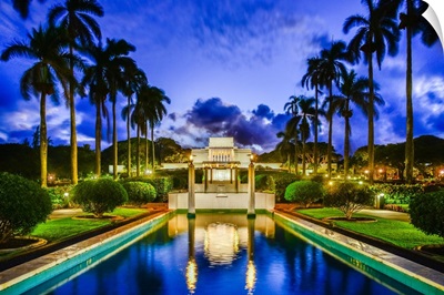 Laie Hawaii Temple, Twilight Reflection, Laie, Hawaii