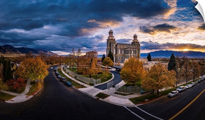 Logan Utah Temple, Fall Sunset, Logan, Utah