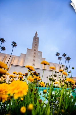 Los Angeles California Temple with Flowers, Los Angeles, California