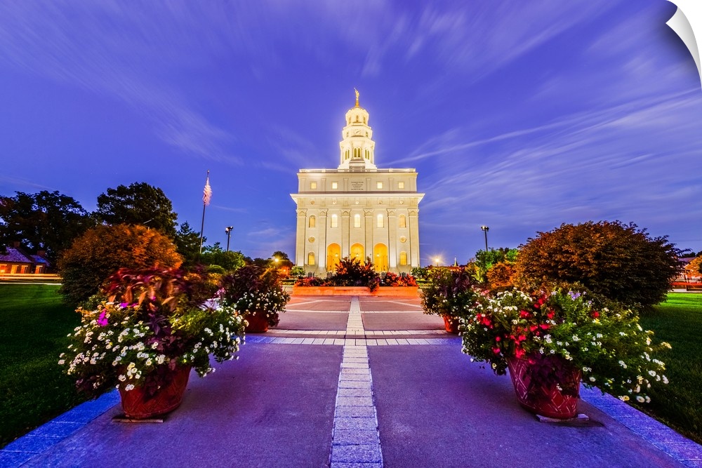 The Nauvoo Illinois Temple overlooks the Mississippi River and is a reproduction of the original temple under the same nam...