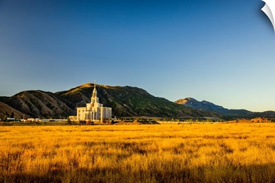 Payson Utah Temple, Farmland at Sunset, Payson, Utah