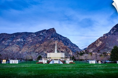 Provo Utah Temple With Mountains, Provo, Utah