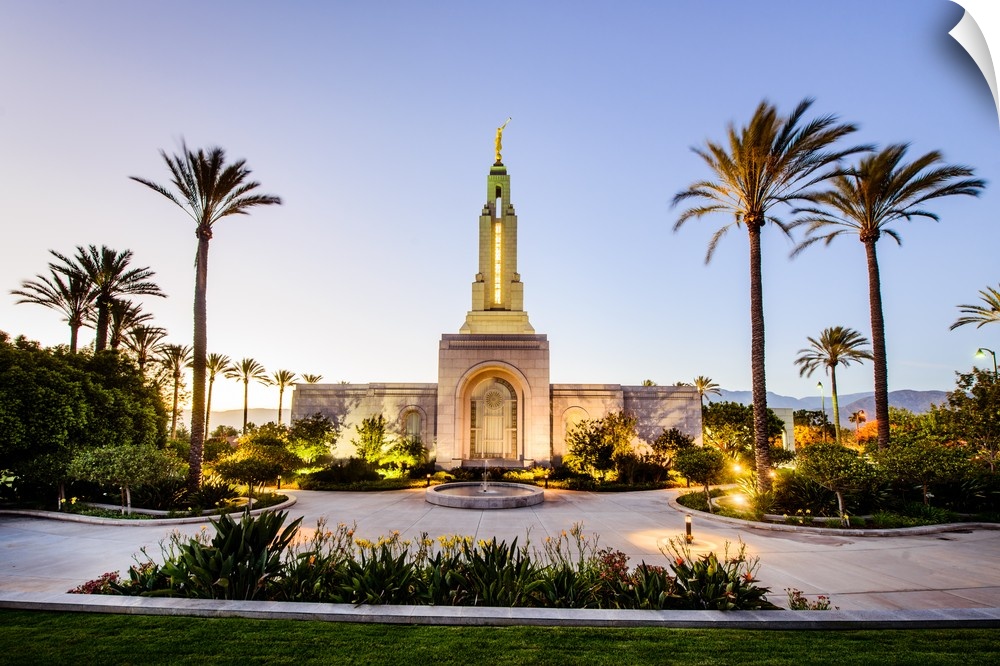 The Redlands California Temple is the 116th operating temple and is surrounded by palm trees in its southern California ho...