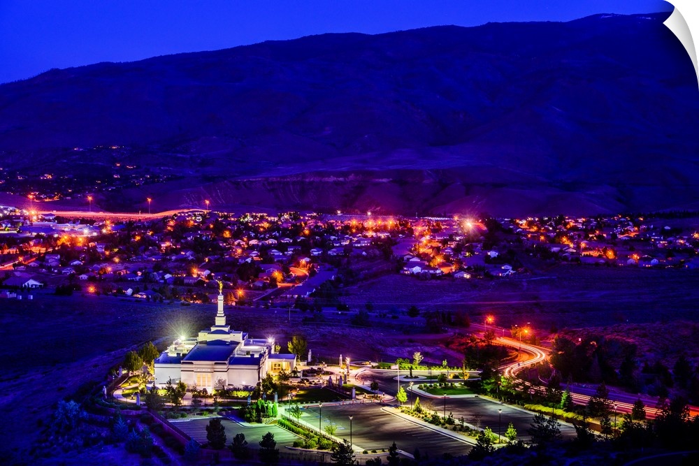 The Reno Nevada Temple is the 81st operating temple and it's stunning gray exterior is contrasted with a gold statue of th...