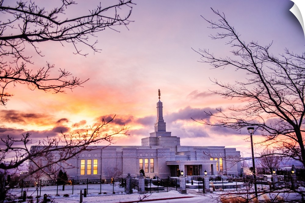 The Reno Nevada Temple is the 81st operating temple and it's stunning gray exterior is contrasted with a gold statue of th...