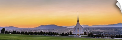 Rexburg Idaho Temple, Panoramic Sunset