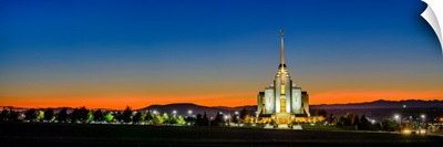 Rexburg Idaho Temple, Red Twilight Panoramic