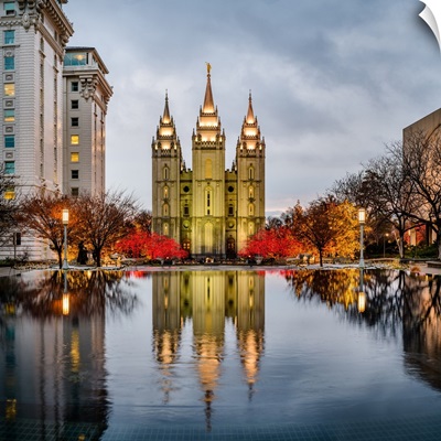 Salt Lake Temple, Christmas Reflection, Salt Lake City, Utah, Square