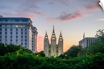 Salt Lake Temple, Pink Sunset, Salt Lake City, Utah
