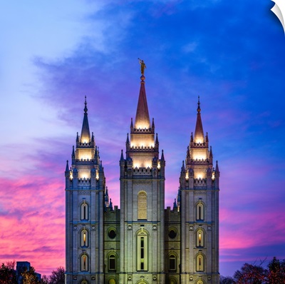 Salt Lake Temple, Purple Over Pink Sunset, Salt Lake City, Utah