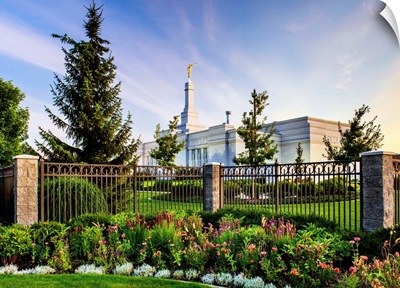 Spokane Washington Temple, Flowers and Fence, Spokane, Washington