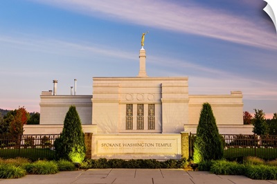 Spokane Washington Temple, Sign at Sunset, Spokane, Washington