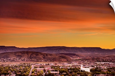 St. George Utah Temple, Sunset in the Valley, St. George, Utah