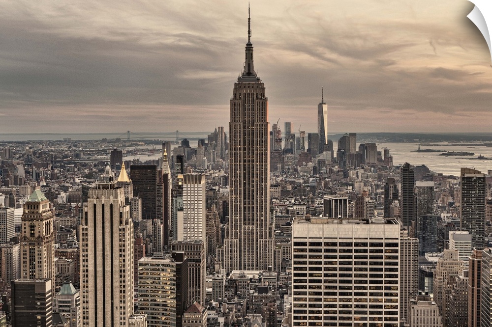 Aerial View of Empire State Building and Midtown Manhattan, New York City.
