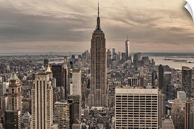 Aerial View of Empire State Building and Midtown Manhattan