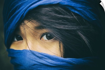 Beautiful Asian girl with blue scarf