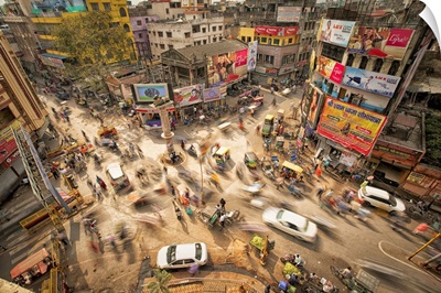 Busy Intersection In The Center Of Varinasi, India
