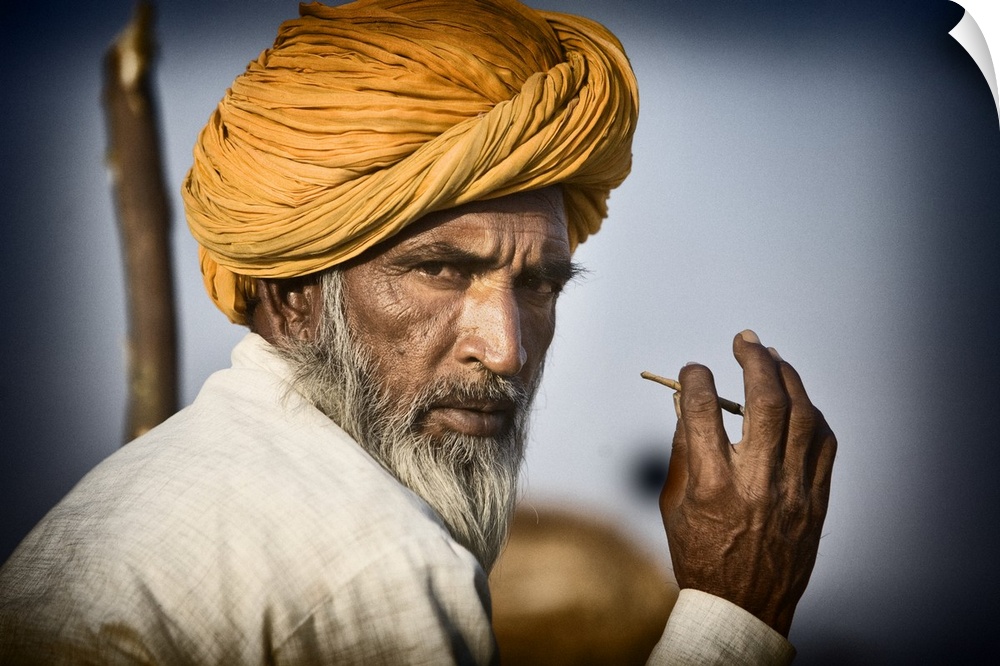Camel owner with turbin in Pushkar, Rajistan, India