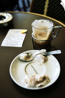Cappuccino in a cafe in Paris, France