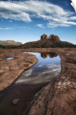 Cathedral rocks with reflection at sunset in Sedona, Arizona